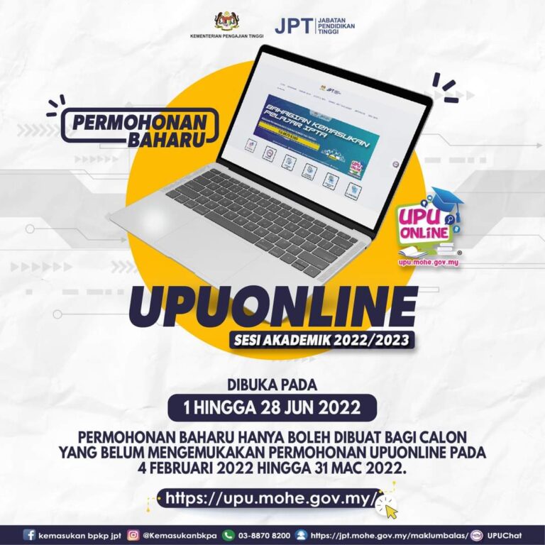 Cara Mohon UPU Online | Tarikh Penting Permohonan Kemasukan Pelajar ...